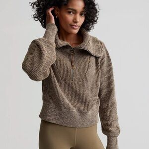 Varley Mentone Half-Zip Knit Pullover (Sold Out) Dark Olive Speckle